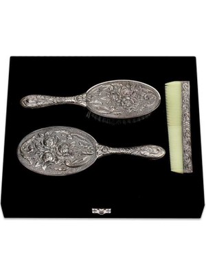 Fumeyabi Gümüş Ayna Tarak Fırça Takımı - 3 Parça