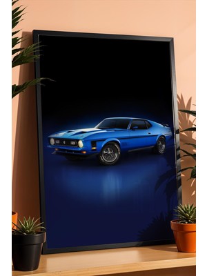 Satürn Design 1971 Ford Mustang Mach 1 Çerçeveli Tablo Erkek Odası Için Modern Araba Duvar Dekoru Classic Car Collection