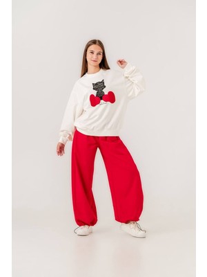 Loco Loco 09-15 Yaş Kedili Sweat - Ekru