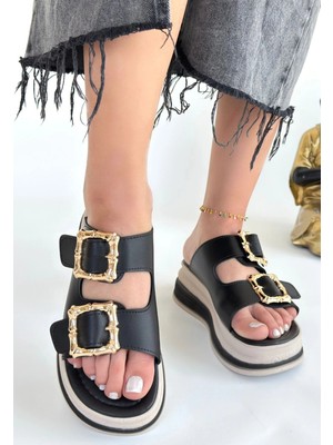 Armüz Jalli Siyah Cilt Terlik