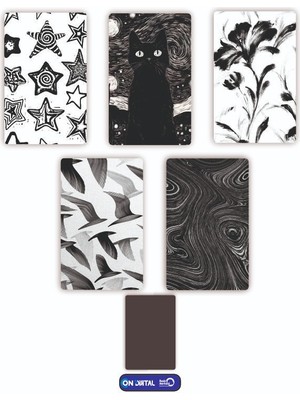 On Dijital Baskı Merkezi Siyah Beyaz Detay 5 Adet Buzdolabı Magnet Seti