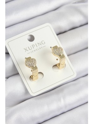 Nuveden Ieg™ Xuping Zirkon Taşlı Kalp Model Gold Renk Kadın Küpe NVDN-RSBJT34