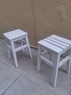 Bengi Ankara Mobilya Tabure St 90583 Izgara Model Kayın Torna Ayak Beyaz Ürün 2 Adet El Yapım