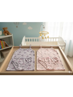 Kız Çocuk Pamuklu 2'li Atlet Külot Takımı