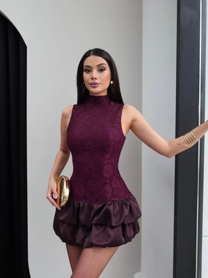 Esra Helvacı Dantel Detay Mini Şortlu Elbise