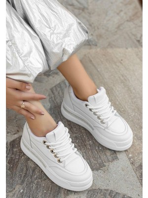 Efe Avm Lulu Beyaz Cilt Bağcıklı Spor Ayakkabı - Lisinya