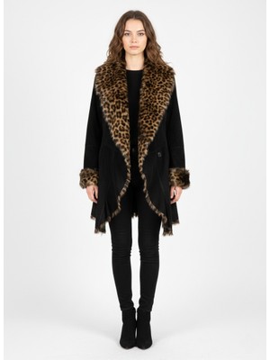 Paolo Framinco PF-067 Keçi Derisi Siyah Leopar Kürk Deri Kaban