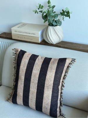 Zepce Design Jüt Kumaş Görünümlü Çizgili Kırlent