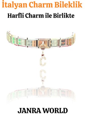 Janra World Italyan Charm Bileklik – Paslanmaz Çelik, Her Bileğe Uygun - Harfli Charm Ile Birlikte