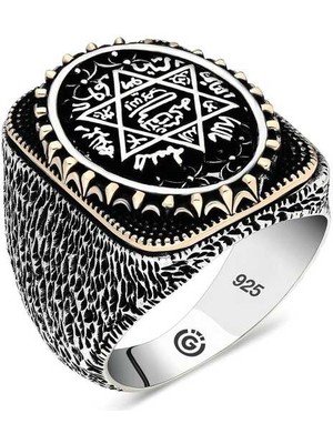 Fumeyabi Gümüş Süleyman Mührü Oval Erkek Yüzük