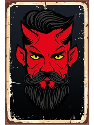 Pi Dekorasyon Şeytan Yüzlü Adam Tasarımlı 20*30 cm Ahşap Tablo