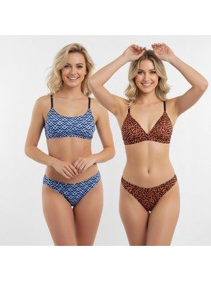 Bonbon Kadın Balensiz Desteksiz Scoop Bralet Sütyen ve String Slip Külot 2'li Takım BB2281
