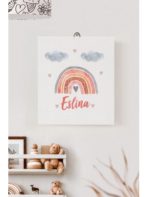 Lilabio Isme Özel Çocuk Odası Kanvas Tablo Gökkuşağı (17X21 Cm)
