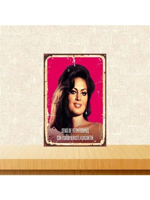 Pi Dekorasyon Türkan Şoray Baskılı Retro Ahşap Poster 20-30 cm