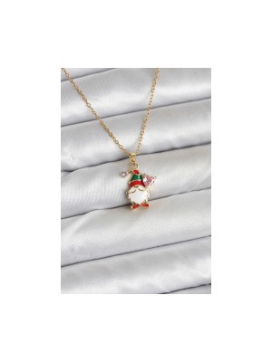 Erbilden Erb 316L Çelik Zincir Gold Renk Yılbaşı Teması Kadın Kolye