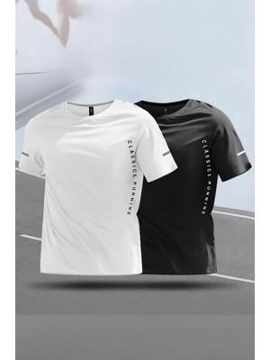 Oksit Classic Running 2'li Paket Erkek Sporcu Tişört Nefes Alabilir Hızlı Kuruyan Koşu ve Fitness Tişörtü