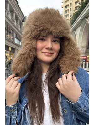 Mollycrush Genç Camel Suni Kürklü Şapka | Rus , Slav , Moğol Tarzı Ithal