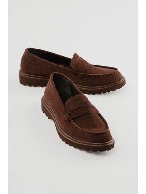 Mubiano Kadın Süet Loafer Günlük Ayakkabı Nerra Kahverengi