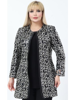 Ladies First Büyük Beden 4054 Siyah Ceket+Bluz Takım