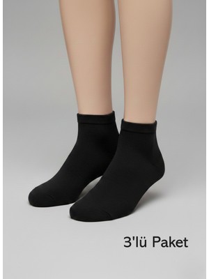 Balkonda Erkek Çorap 3'lü Paket Bambu Patik Dikişsiz - Pola