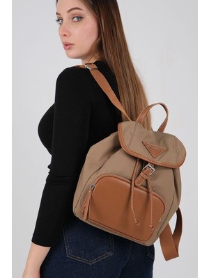 Silver & Polo SP1231 Kadın Sırt Çantası Saten Vizon-Taba