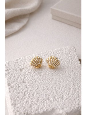 Nora Vıp Inci Detaylı Deniz Kabuğu Küpe Gold