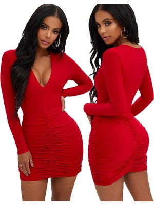 İlkyaz Fashion Ieg™ Mini Dekolteli Elbise