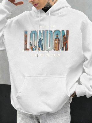 Londra Şehir Baskıları Sonbahar Erkekler Hoody Cep Kapüşonlu Üst Hip Hop Moda Giyim Kişilik R
