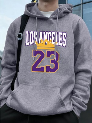Los Angeles 23 Baskı Erkek Kapüşonlular Sonbahar Cepli Tişörtler Temel Polar Sıcak Büyük Bede