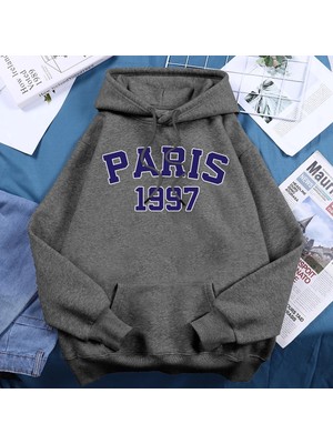 Paris 1997 Sokak Şehir Mektup Baskı Hoodies Kadınlar Sıcak Polar Günlük Kazaklar Moda Rahat K