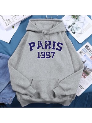 Paris 1997 Sokak Şehir Mektup Baskı Hoodies Kadınlar Sıcak Polar Günlük Kazaklar Moda Rahat K