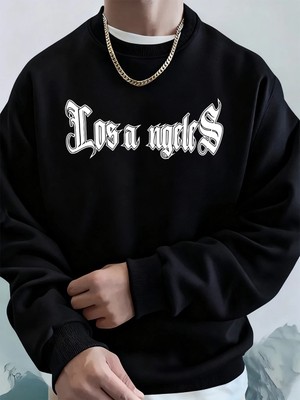 Los Angeles Letter Printing Erkek Kapüşonlular Sonbahar Bisiklet Yaka Kazak Temel Polar Sıcak