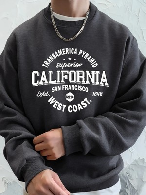 California West Coast Prints Erkek Kapüşonlular Sonbahar Gevşek Tişörtü Hip Hop Bisiklet Yaka