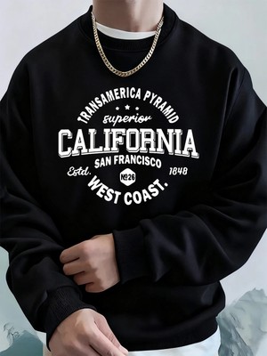 California West Coast Prints Erkek Kapüşonlular Sonbahar Gevşek Tişörtü Hip Hop Bisiklet Yaka
