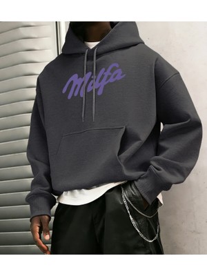 Milfa Mor Sanat Mektup Baskılar Kapüşonlular Erkekler Cep Yumuşak Giysiler Polar Gevşek Kazak