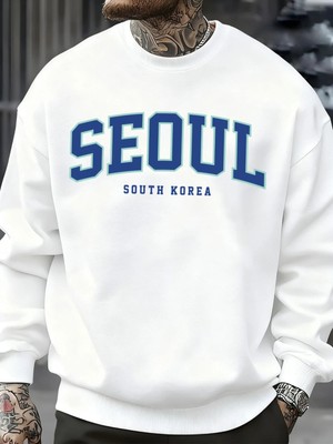 Seul Güney Kore Baskı Erkek Kazaklar Polar Hip Hop Kazak Günlük Giysiler Sonbahar Bisiklet Ya