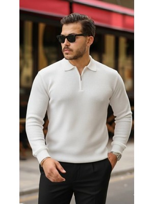 Erkek Selanik Örme Yakalı Uzun Kollu Triko