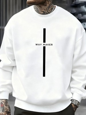 Way Maker Line Basit Baskılı Erkek Kazak Tüm Maç Polar Tişörtü Sonbahar Çok Renkli Erkek Soka