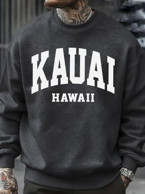 Kauai Hawaii Mektup Baskılar Erkek Kazak Moda Hip Hop Kazak Polar Büyük Boy Giysiler Sonbahar