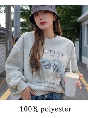 Kadın Kazak Kader Zenginleştirmek Her Gün Mektup Baskılı Kapüşonlu Svetşört Kore Casual Stree