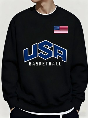 Abd Basketbol Oyunu Baskıları Kış Günlük Erkek Tişörtü Rahat Rahat Kazaklar Polar Yumuşak Sok