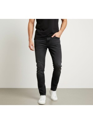 Lyvens Erkek Koyu Füme Lazer Detaylı Boyfriend Fit Jean