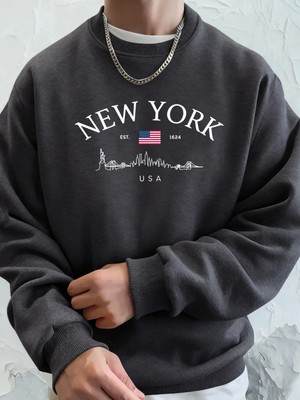New York Abd Baskılı Kapüşonlular Erkek Moda Temelleri Tişörtü Spor Günlük Üstler Sokak Sıcak