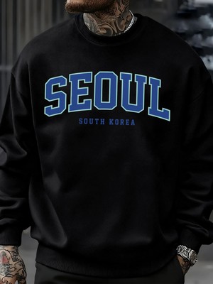 Seul Güney Kore Baskı Erkek Kazaklar Polar Hip Hop Kazak Günlük Giysiler Sonbahar Bisiklet Ya