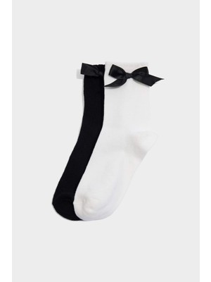 DeFacto Kız Çocuk 2'li Pamuklu Patik Çorap G3965A8NS