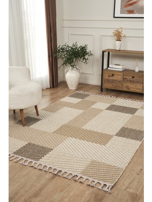 Konfor Halı Beverly 2212 Krem Halı Iskandinav Bukle Hav Toz Vermez Halı Yolluk Salon Koridor Oturma Odası Halısı