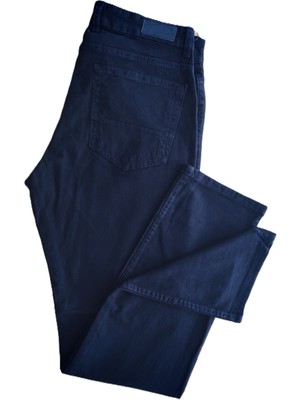 Gruva Erkek Regular Fit Dik Cep Likralı Esnek Pamuklu Keten Pantolon (Füme Lacivert-46)