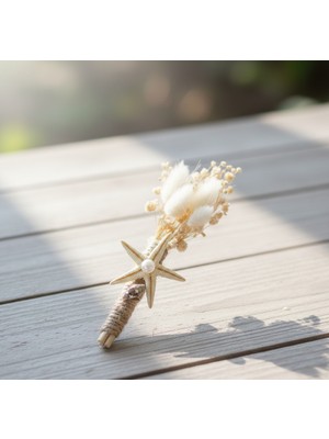 Soil Handmade Deniz Yıldızlı Damat Yaka Çiçeği ,yaka Iğnesi