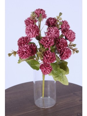 Yapay Çiçek Sitesi Yapay 15 Kafalı Top Krizantem Demeti 32 cm Bordo