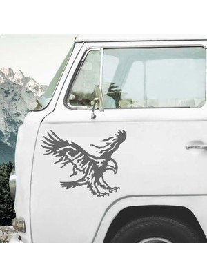 Sticker Dizayn Kartal Sticker - Eagle Beşiktaş Kanatlı Uçan Kartal Sticker - Araba Oto Motosiklet Karavan Cam Sticker - 00326